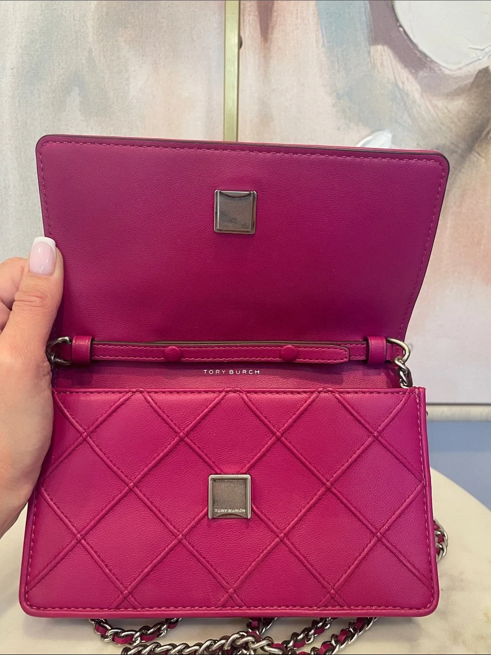 Tory Burch Pink Quilted Fleming Crossbody Bag